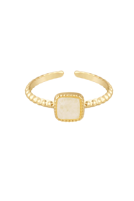 Stone ring | Gold-beige