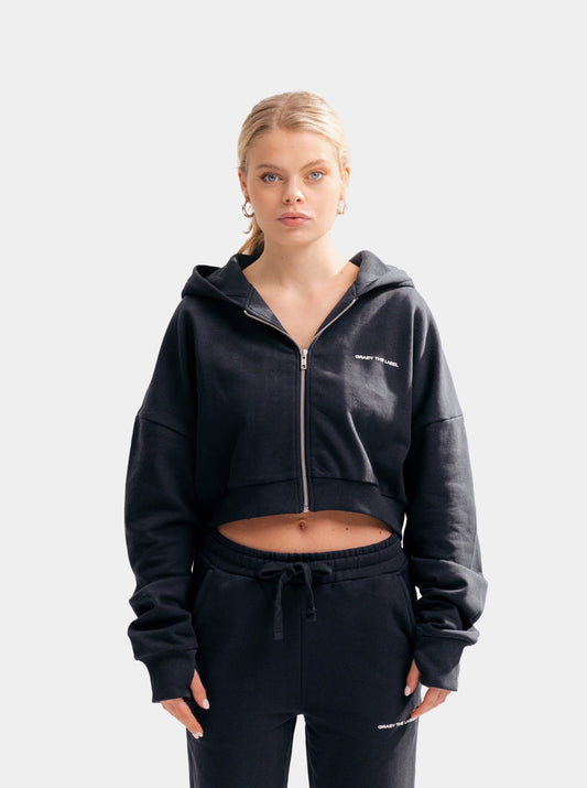 Cropped zip hoodie | Midnight blue