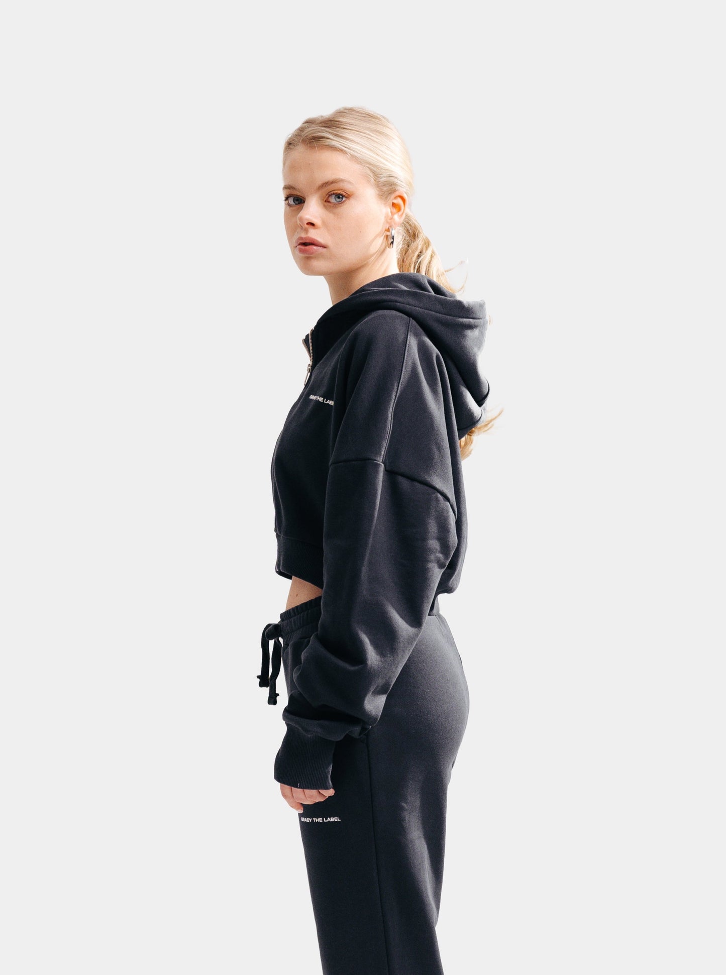 Cropped zip hoodie | Midnight blue