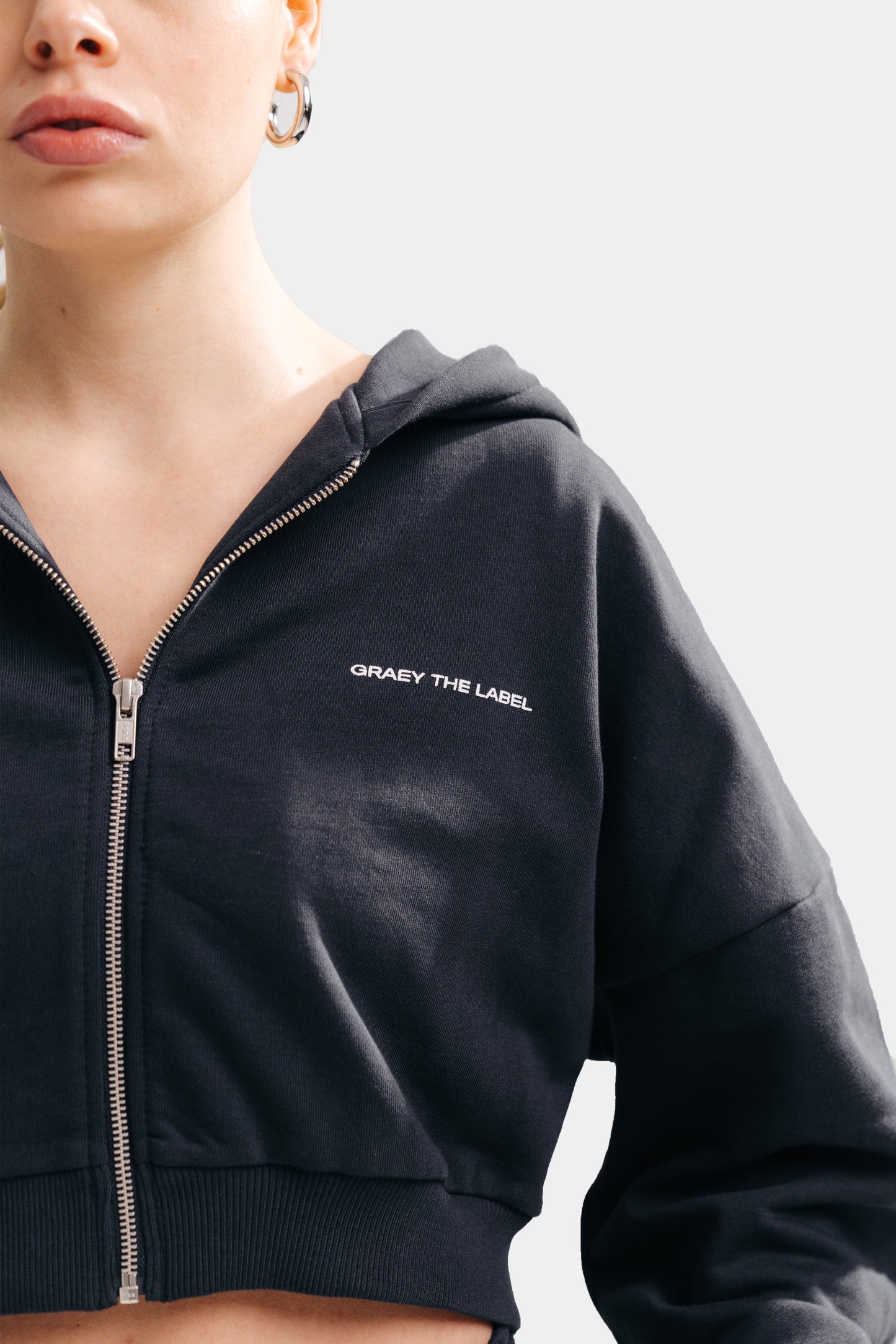 Cropped zip hoodie | Midnight blue