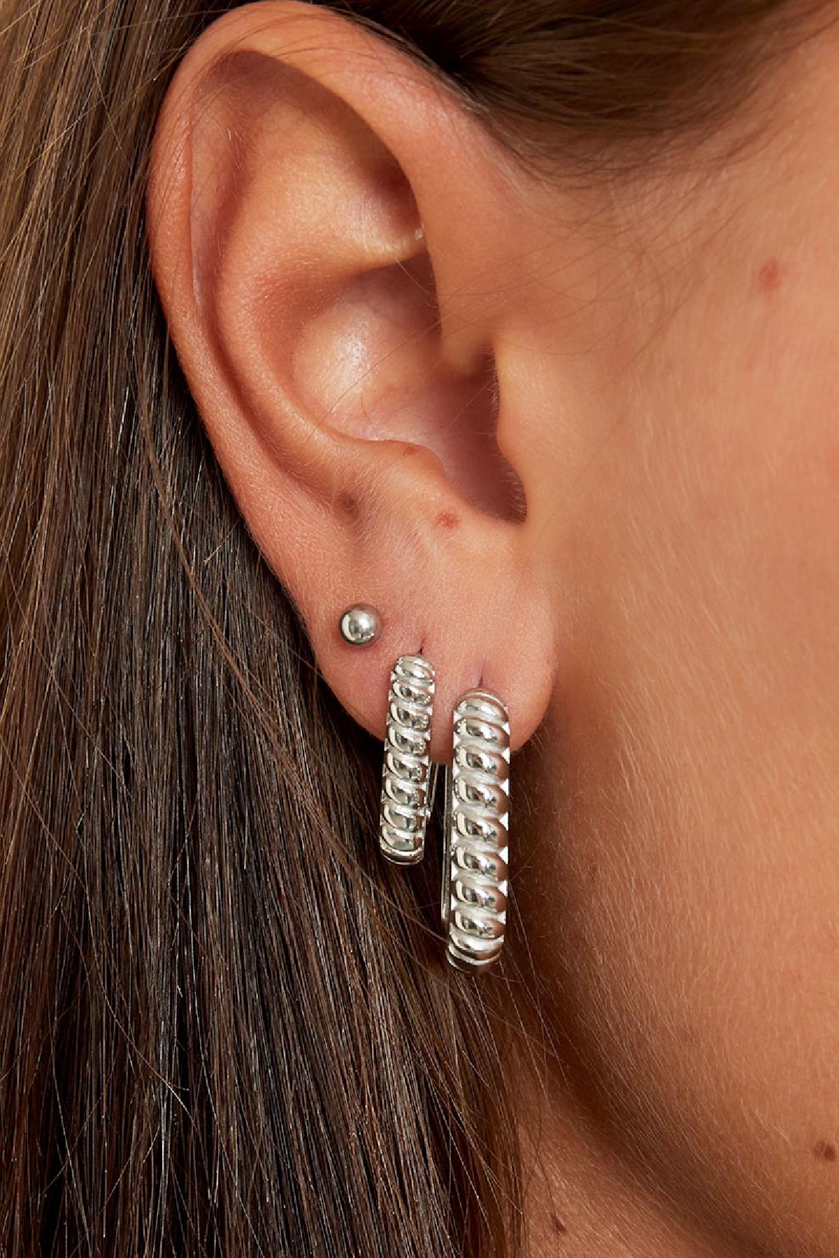 Textured squared earrings | Gold